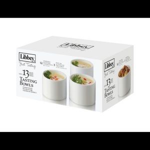 BNIB Libbey Just Tasting Round Bowl Set, Ceramic, (13pcs) 12 bowls 1 recipe card